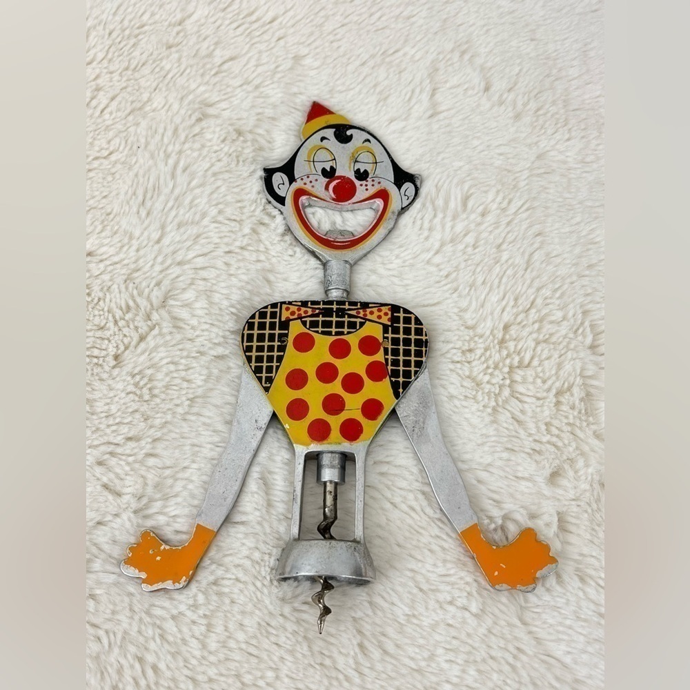 Carlo Gemelli vintage clown bottle opener. Corkscrew wine bottle opener
